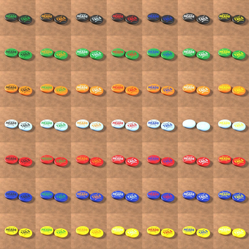 All 49 umpire flip coin colour combinations