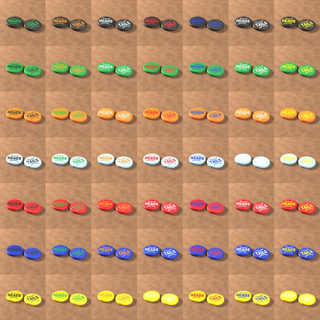 All 49 umpire flip coin colour combinations