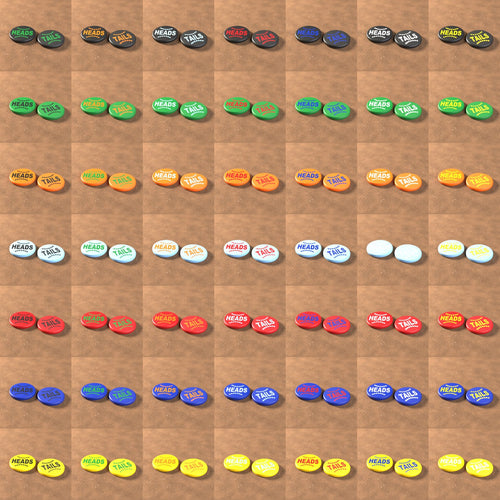 All 49 umpire flip coin colour combinations