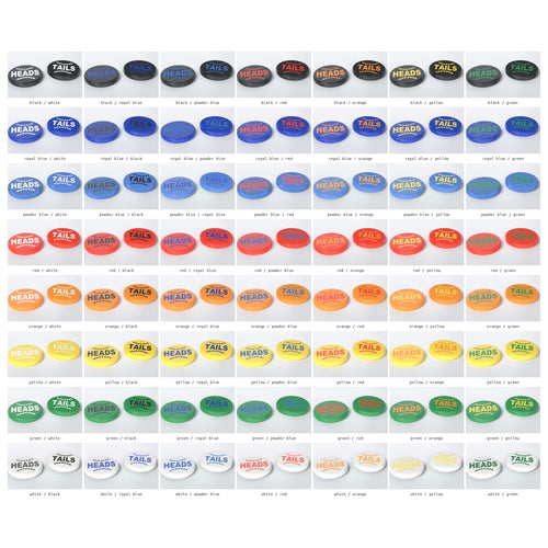 All 56 umpire flip coin colour combinations